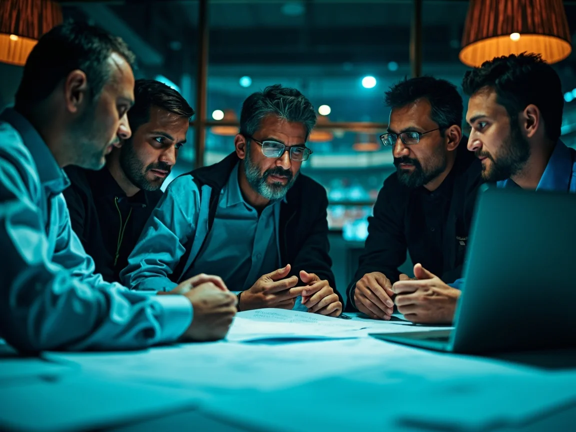 Analysts at an auction strategy table