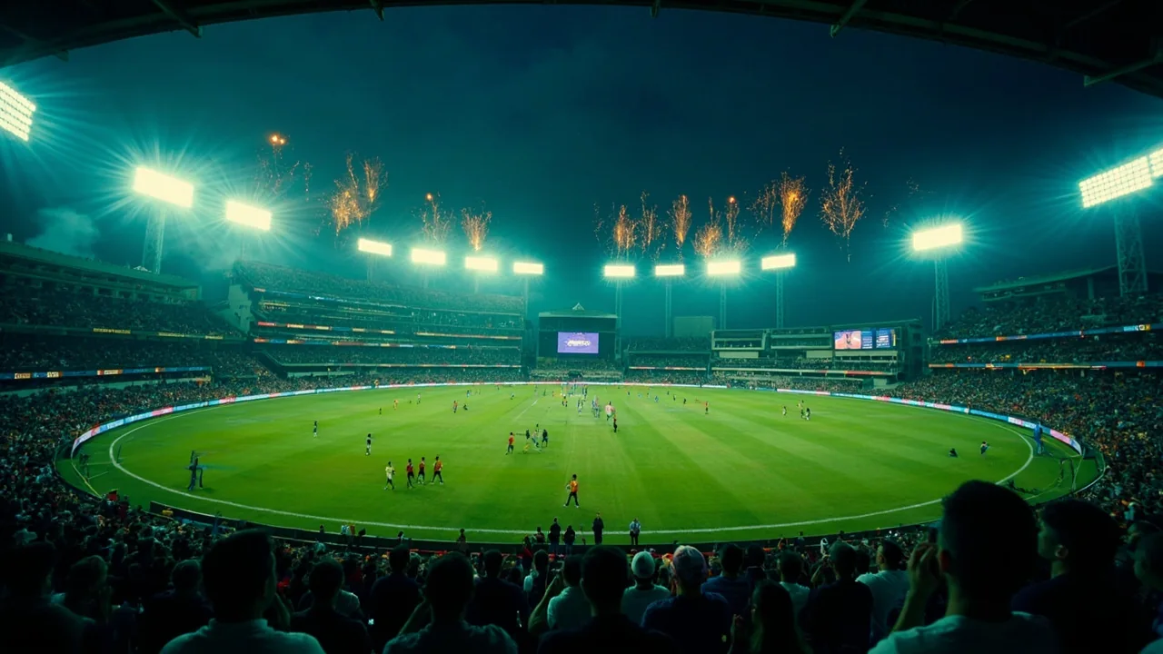 Stadium at night during the season opener