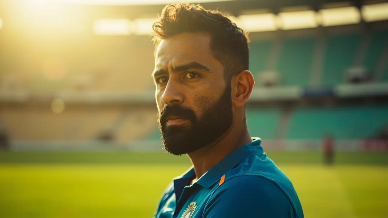 Senior India batter walks through a quiet presser corridor