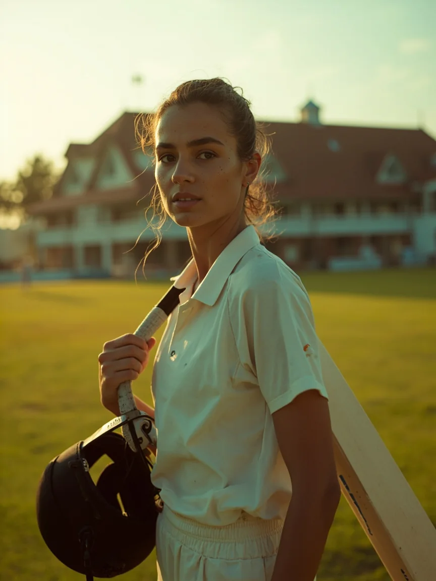 Editorial portrait of a women's cricketer